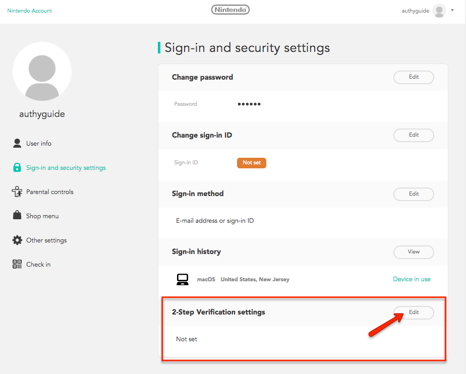 How to set up two factor authentication (2FA) for Nintendo Switch