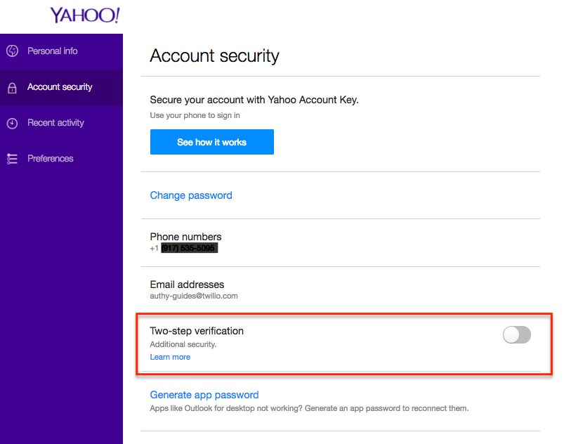 yahoo verification code not received